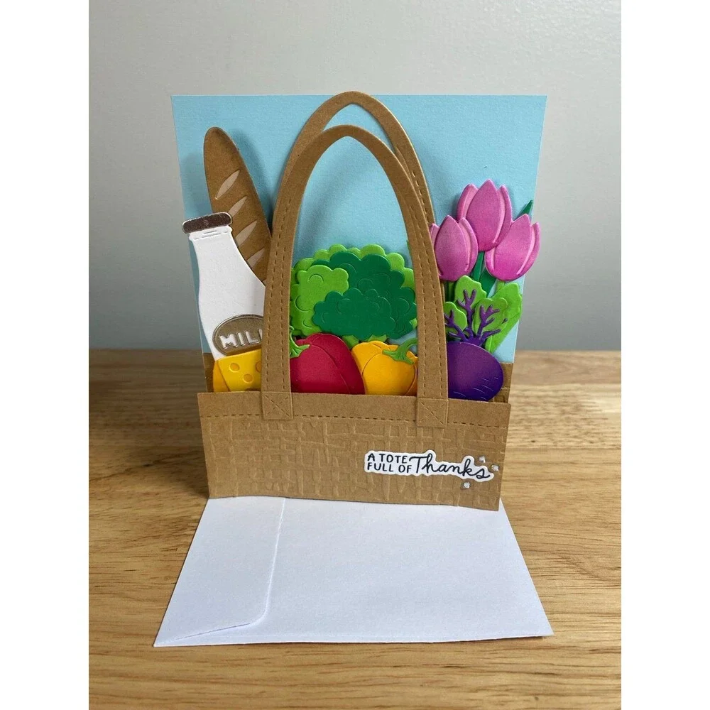 A Tote Full of Thanks Card – Handmade Greeting Card – Cute Pop Up Card – A2